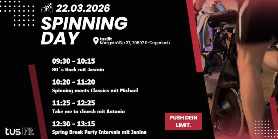 tus|fit: Spinning Day 3 am 22.03.2026!