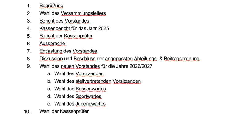 Jahreshauptversammlung der Abteilung Hockey