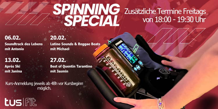 Spinning Special - zusätzliche Termine im tus|fit!