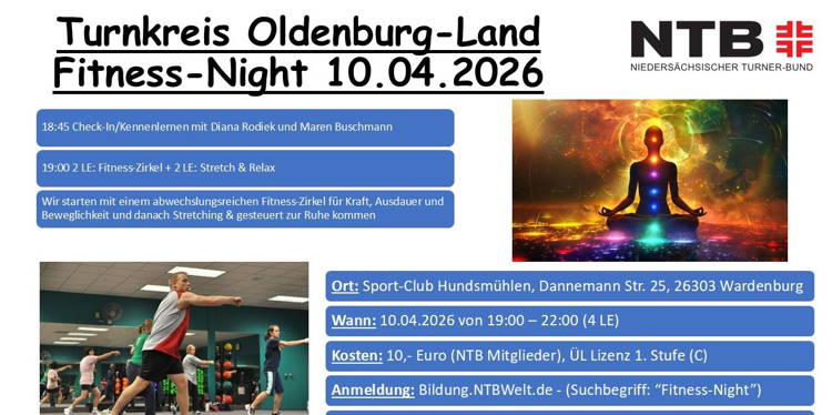 Fitness-Night am 10.04.2026 von 19:00 - 22:00: Fitness-Zirkel sowie "Stretch & Relax"