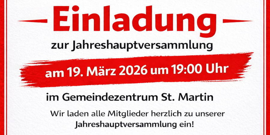 Einladung zur Jahreshauptversammlung