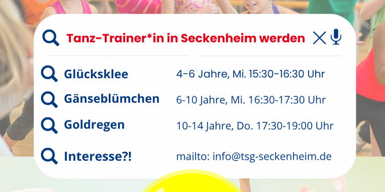Tanz ist dein Element? Wir suchen eine/n Trainer/in für unsere Tanzgruppen für Kinder + Jugendliche