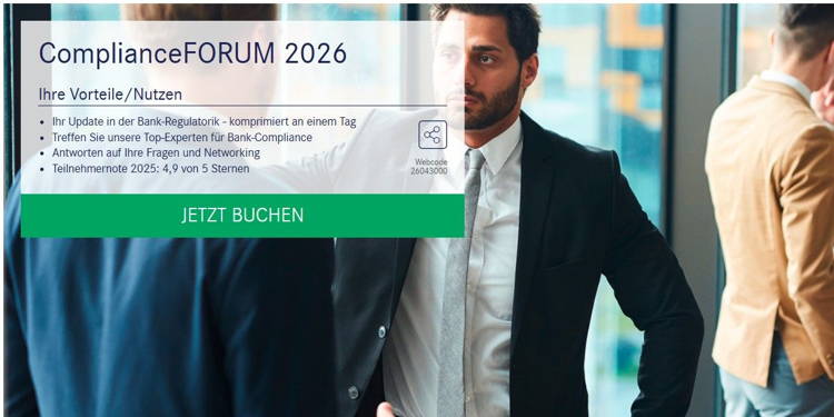 10 % Discount beim ComplianceFORUM 2026 am 29.04.2025 in FFM