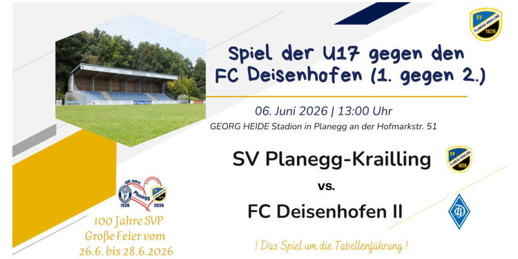 FUSSBALL | Ein weiteres Highlight ! Unsere U17 empfängt den Tabellenzweiten