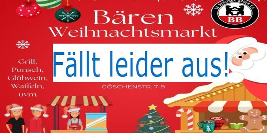 Weihnachtsmarkt vor dem Clubhaus am 13.12.2025 fällt aus!